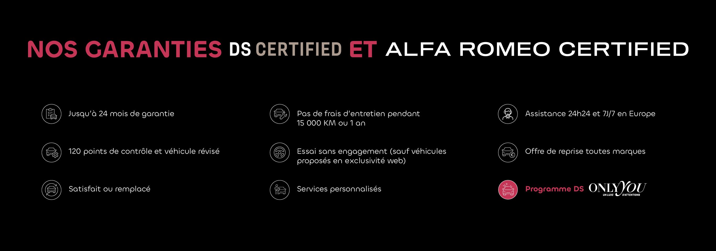 garantie commerciale DS CERTIFIED et ALFA ROMEO CERTIFIED